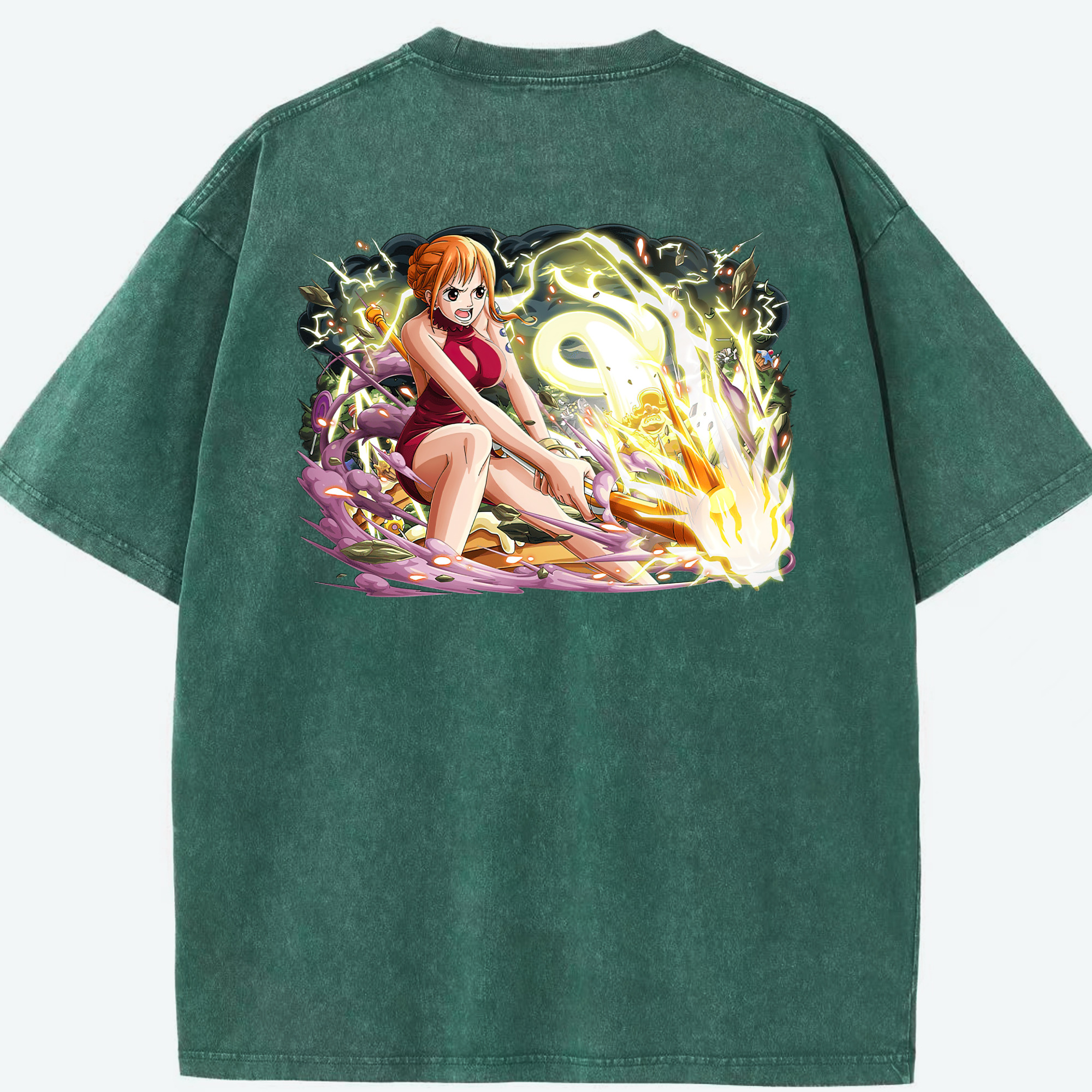 ワンピース ナミ ONE PIECE Nami 綿100% ヴィンテージ風 半袖Tシャツ（背面プリント）